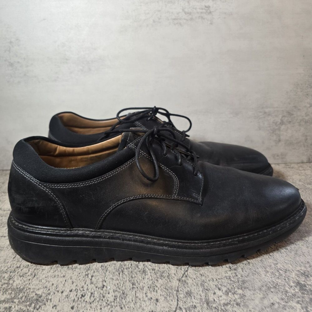 Johnston Murphy Holden Mens Sz 10.5M Shoes Black Leather Comfort  Toe Oxfords